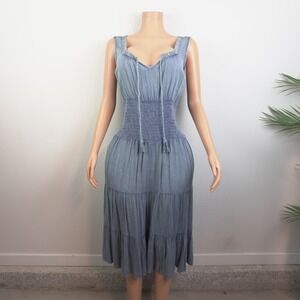 Mlle Gabrielle Boho Earthy Natural Prairie Cottagecore Midi Dress L